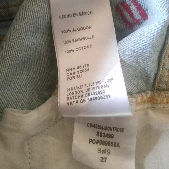 BDG Urban Outfitters Light Wash Denim Shorts 100% Cotton Button Fly Size 27 - Picture 4 of 4